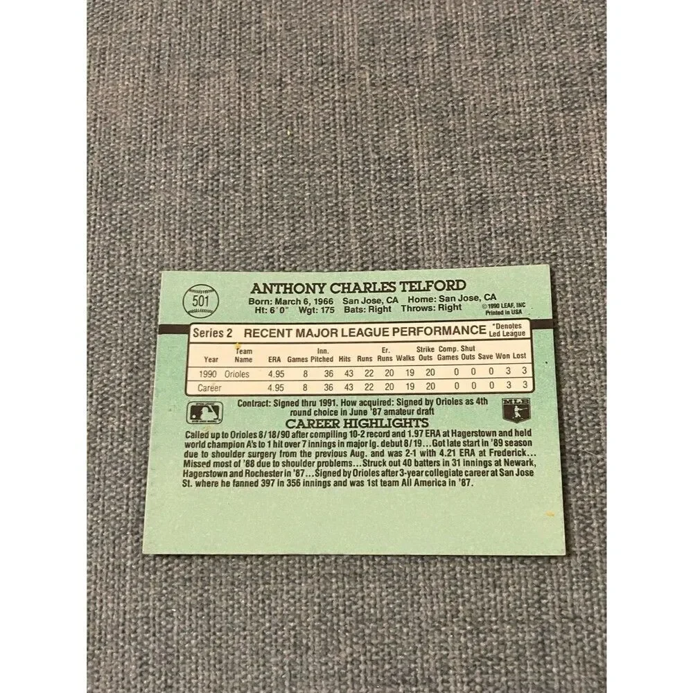 1991 Donruss Baltimore Orioles Baseball Card Trading Card